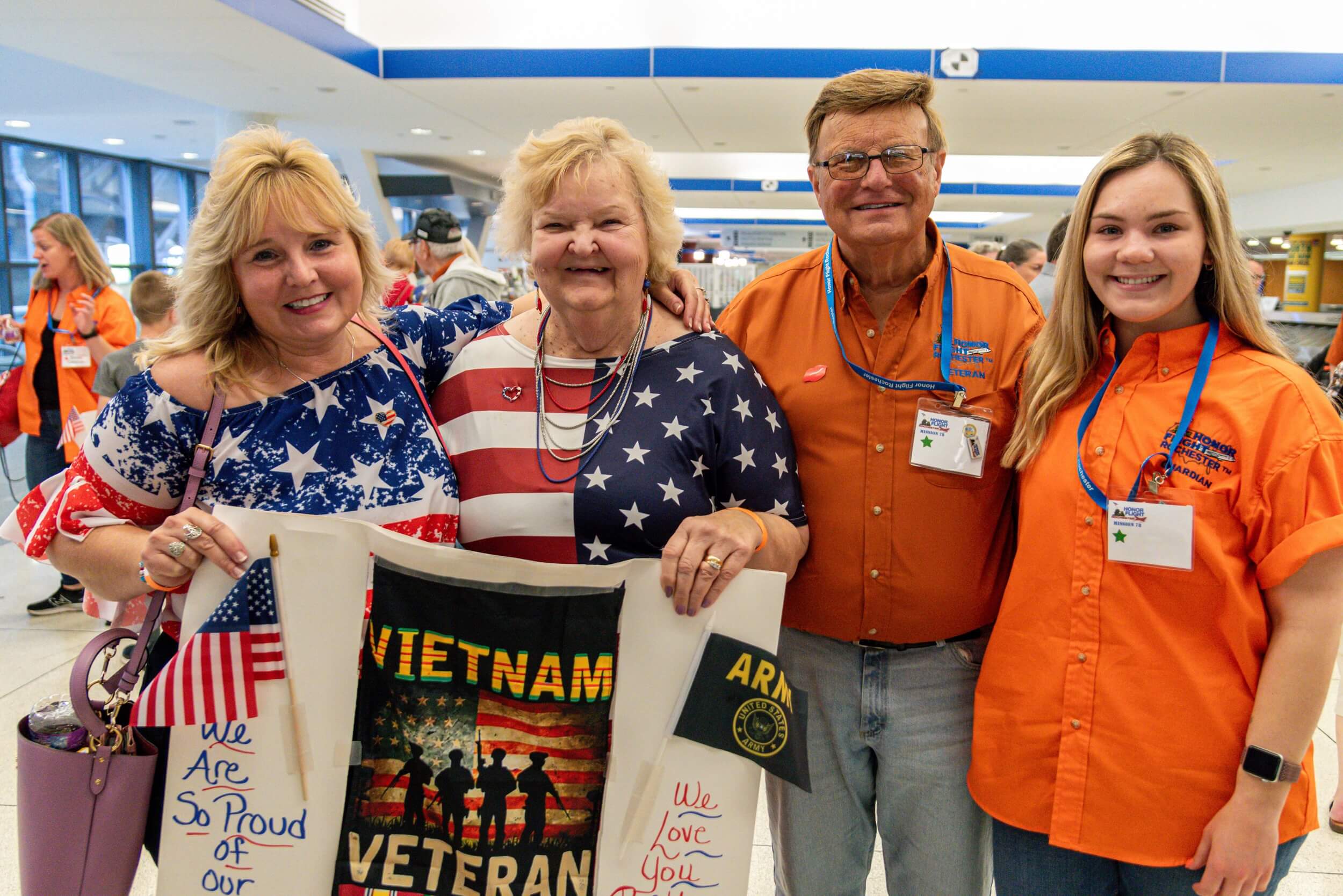 Family at Welcome Home Ceremony with Vietnam Veteran, guardian, and family members